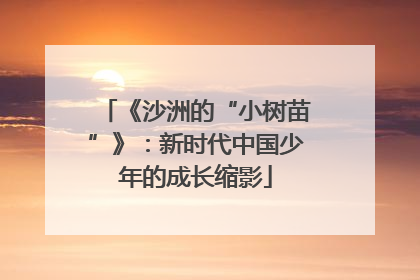 《沙洲的“小树苗”》：新时代中国少年的成长缩影