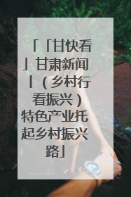 「甘快看」甘肃新闻丨（乡村行 看振兴）特色产业托起乡村振兴路