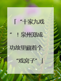 “十家九戏”！泉州郑成功故里藏着个“戏窝子”