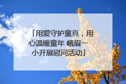 用爱守护童真，用心温暖童年 峨眉一小开展慰问活动