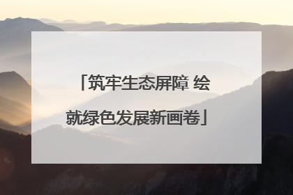筑牢生态屏障 绘就绿色发展新画卷