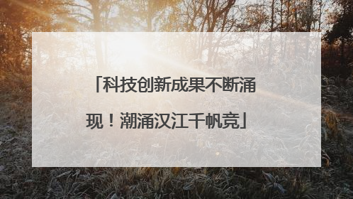 科技创新成果不断涌现！潮涌汉江千帆竞