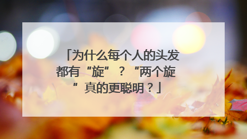 为什么每个人的头发都有“旋”？“两个旋”真的更聪明？