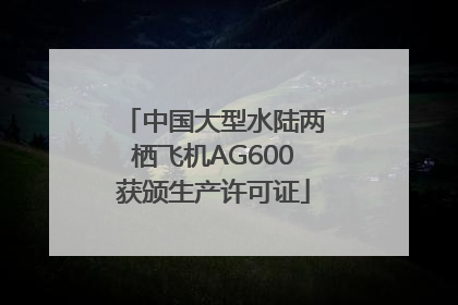 中国大型水陆两栖飞机AG600获颁生产许可证