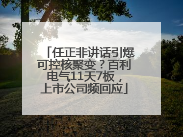 任正非讲话引爆可控核聚变？百利电气11天7板，上市公司频回应