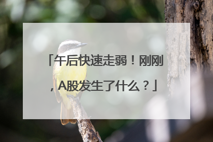 午后快速走弱！刚刚，A股发生了什么？