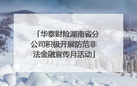 华泰财险湖南省分公司积极开展防范非法金融宣传月活动