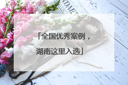 全国优秀案例，湖南这里入选
