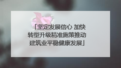 坚定发展信心 加快转型升级精准施策推动建筑业平稳健康发展