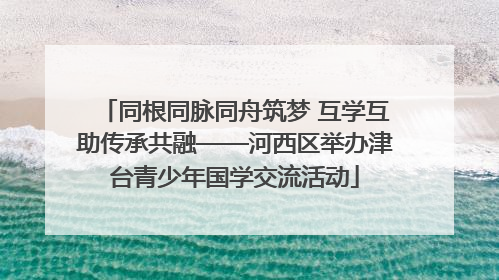 同根同脉同舟筑梦 互学互助传承共融——河西区举办津台青少年国学交流活动