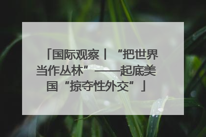 国际观察丨“把世界当作丛林”——起底美国“掠夺性外交”