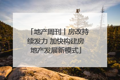地产周刊丨房改持续发力 加快构建房地产发展新模式
