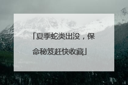 夏季蛇类出没，保命秘笈赶快收藏