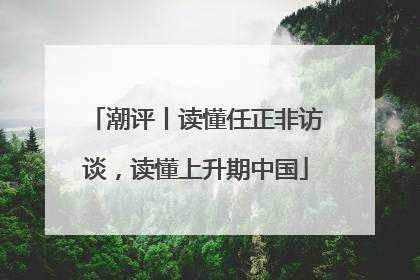 潮评丨读懂任正非访谈，读懂上升期中国