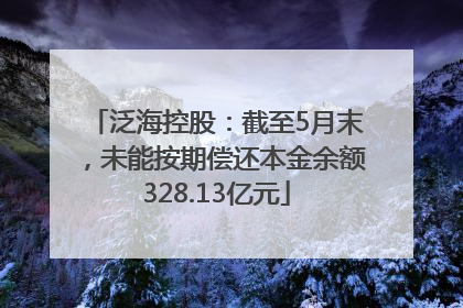 泛海控股：截至5月末，未能按期偿还本金余额328.13亿元