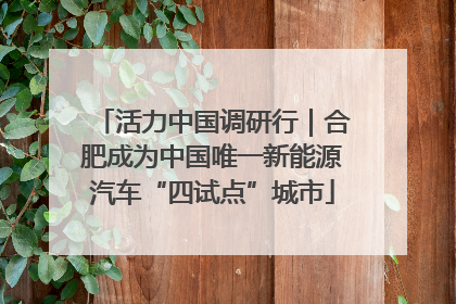 活力中国调研行｜合肥成为中国唯一新能源汽车“四试点”城市