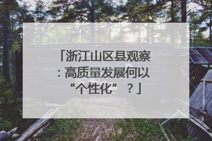 浙江山区县观察：高质量发展何以“个性化”？