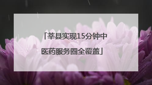 莘县实现15分钟中医药服务圈全覆盖