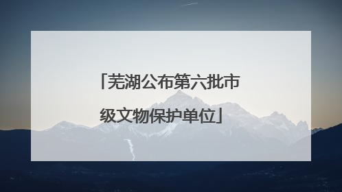 芜湖公布第六批市级文物保护单位