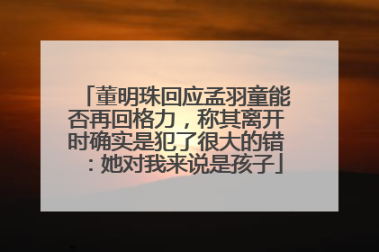董明珠回应孟羽童能否再回格力，称其离开时确实是犯了很大的错：她对我来说是孩子