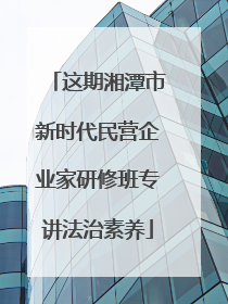 这期湘潭市新时代民营企业家研修班专讲法治素养