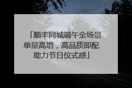 顺丰同城端午全场景单量高增，高品质即配助力节日仪式感