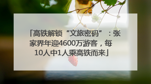 高铁解锁“文旅密码”：张家界年迎4600万游客，每10人中1人乘高铁而来