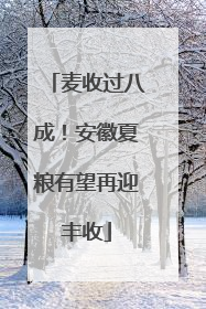 麦收过八成！安徽夏粮有望再迎丰收