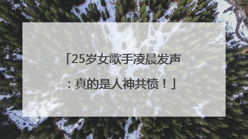 25岁女歌手凌晨发声：真的是人神共愤！